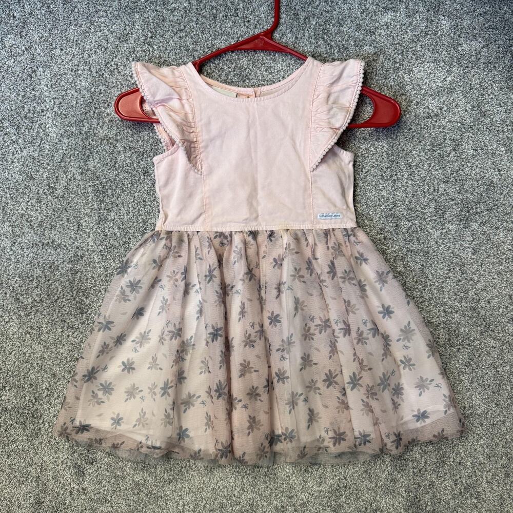 Calvin Klein‎ Jeans Dress Girls Sz 5 Pink Pastel Princess Fairycore Tulle Floral